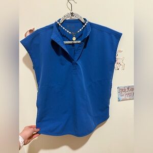 FIGS Royal Blue Sleeveless Polo Top